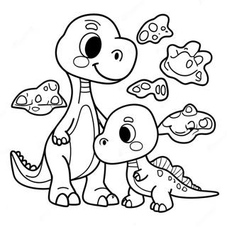 Pagina Da Colorare Famiglia Di Dinosauri Amichevole 25653-20262