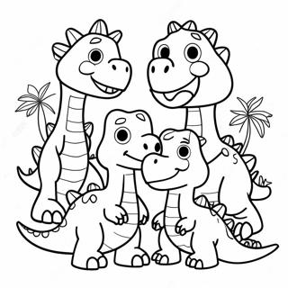 Pagina Da Colorare Famiglia Di Dinosauri Amichevole 25653-20264