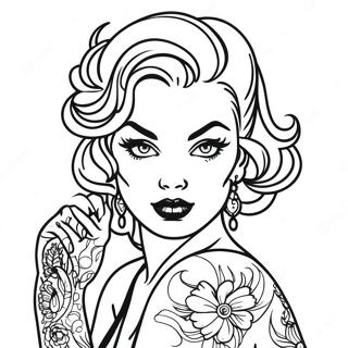 Pagina Da Colorare Della Ragazza Pin Up Tatuata 28404-22443