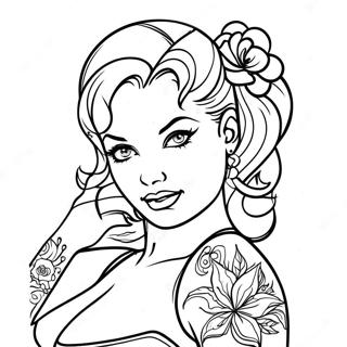 Pagina Da Colorare Della Pin Up Tatuata Vintage 28405-22429