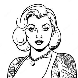 Pagina Da Colorare Della Pin Up Tatuata Vintage 28405-22430