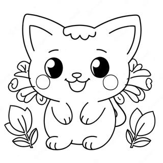 Pagina Da Colorare Del Carino Gatto Pokemon Con Fiori 34494-27271