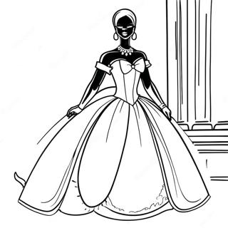 Elegante Barbie Nera In Abito Da Ballo Pagina Da Colorare 43214-34156