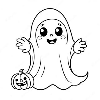 Pagina Da Colorare Di Un Fantasma Carino Di Halloween 64494-51037