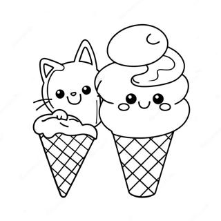 Gatto Nel Cono Di Gelato Pagine Da Colorare