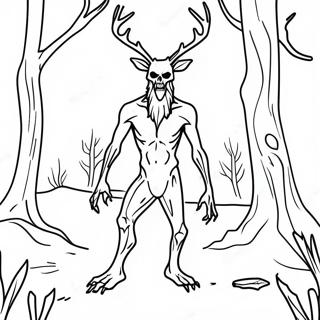 Pagina Da Colorare Del Wendigo Inquietante Nel Bosco 67675-53552