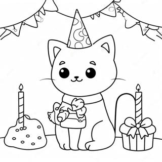 Compleanno Del Gatto Pagine Da Colorare